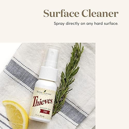 Young Living Thieves Spray | 1 oz | Portable Cleaner Spray, Formulated with Water & Alcohol, Ideal for Travel Essentials & Home; Fits in Backpack, Luggage, or Purse | 3 Pack
