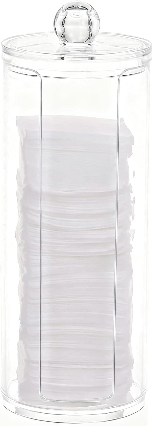 AXX Qtip Dispenser Apothecary Jars Bathroom - Qtip Holder Storage Canister Clear Plastic Jar for Cotton Swab,Q-Tips,Cotton Rounds (M#Clear 1Pcs)