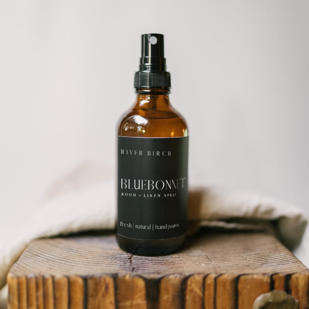 River Birch Bluebonnet Scented Linen and Room Spray | Home Fragrance | 4 oz Glass Amber Bottle | Luxury Signature Scent | Handmade in Texas