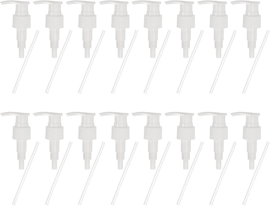 uxcell 16 Pcs Soap Dispenser Pump Heads Soap Dispensers Top Pumps Replacement Switch Pumphead for Standard 24/417 Neck Size Lotion Shampoo Bottle, White