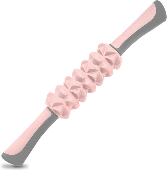 KITWILD Muscle Roller Stick, Massage Roller Stick for Athletes, Body Massage Stick for Muscles Deep Tissue, Muscle Relaxation Roller for Physical Therapy, Myofascial Release, and Yoga Therapy, Pink
