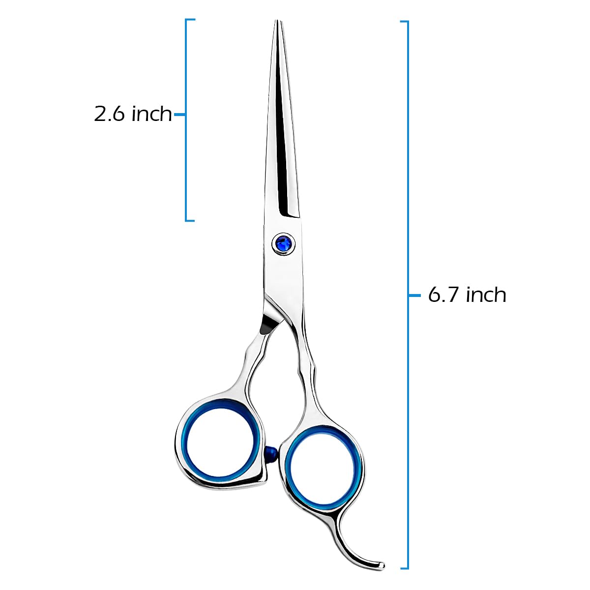 Regular Hair Cutting Shears Professional Barber Scissors Home Blue Detachable Finger Ring for Men Women Kid