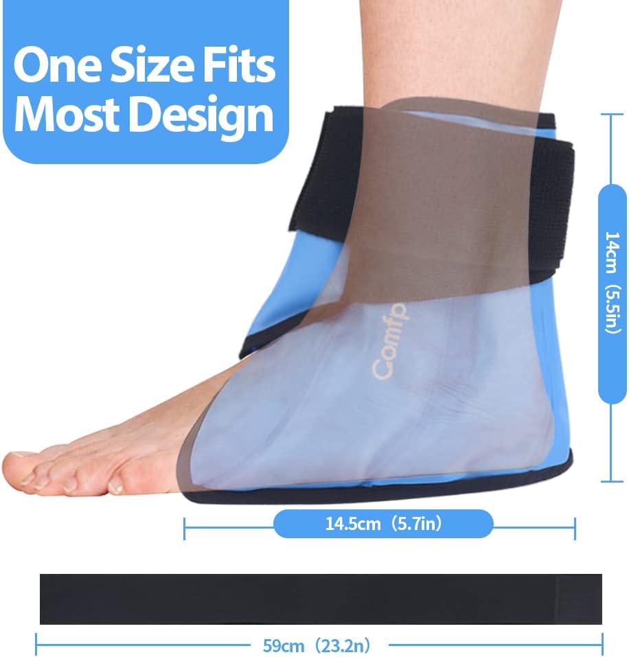Ankle Ice Pack Wrap for Swelling, Heel Ice Pack for Pain Relief, Hot Cold Therapy Cold Pack for Plantar Fasciitis, Achilles Tendonitis, Ankle Sprain, Foot Pain, 2Packs