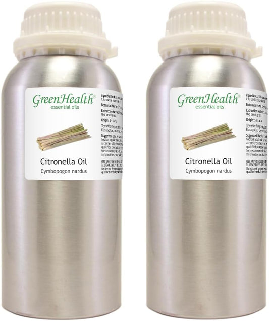 2 Bottles - 16 fl oz Citronella Essential Oil (100% Pure & Uncut), Aluminum Bottle - GreenHealth