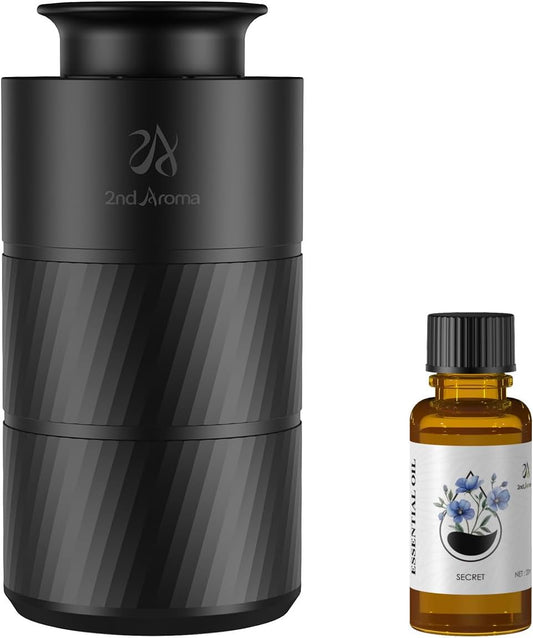 Waterless Car Oil Diffusers with 20ml Essential Oils, Aluminum USB Rechargeable Battery Powered Wireless Diffuser, 3 Timers 3 Mists Portable Aromatherapy Diffuser for Car Office Desk Room