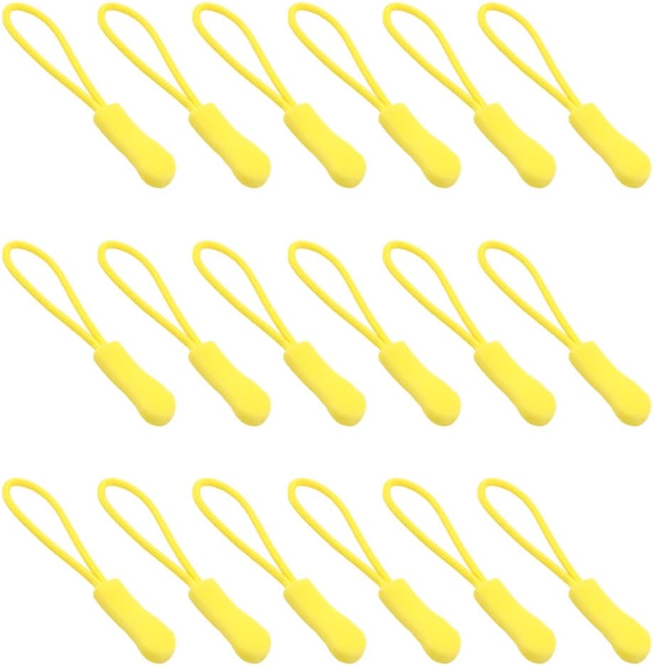 Ruidee 50 Pieces Zipper Pulls Zipper Tabs Zipper Pull Cord Extender Replacement Zipper Pulls for Backpacks, Jackets, Luggage, Purses, Handbags（Yellow）