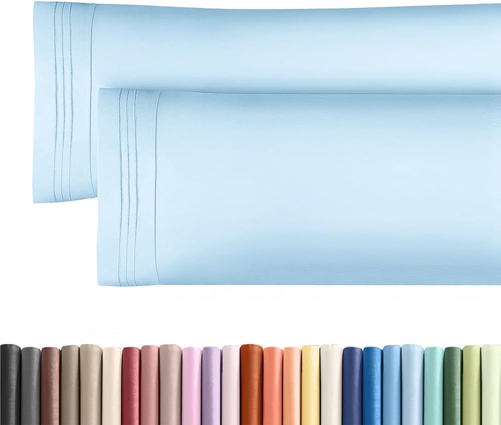Long Pillowcases - Body Pillow Cover - Long Pillow Insert for Sleeping, Side Sleepers - Soft & Breathable Body Pillow Case with Envelope Enclosure - Comfy & Machine Washable - 20" x 54" (Light Blue)