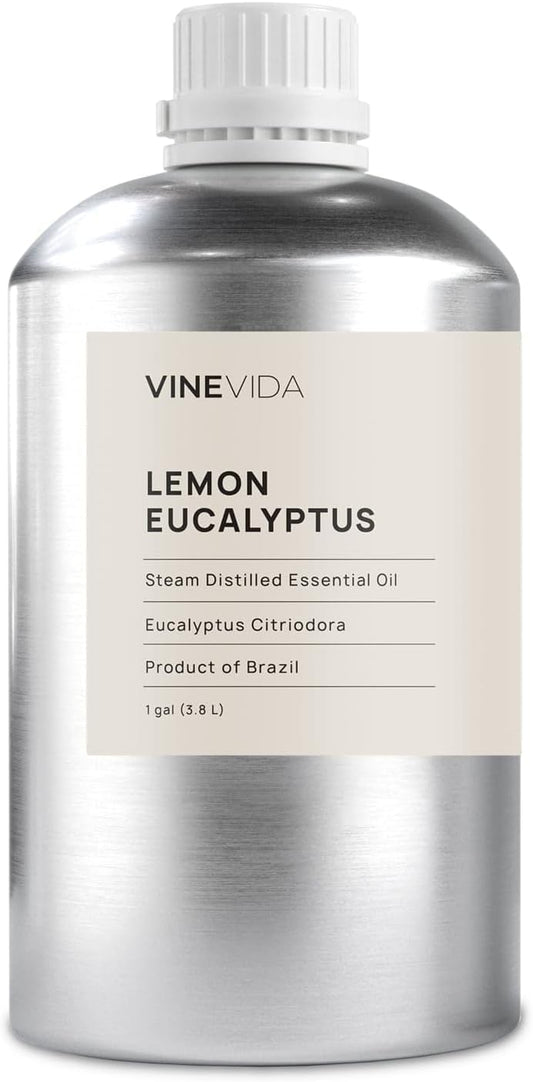 VINEVIDA Lemon Eucalyptus Essential Oil - Gallon Lemon Eucalyptus Oil Undiluted - Bulk Gallon Essential Oil for Soap Making Safe for Skin - DIY Candle Scents for Candlemaking Scents - 8 lbs