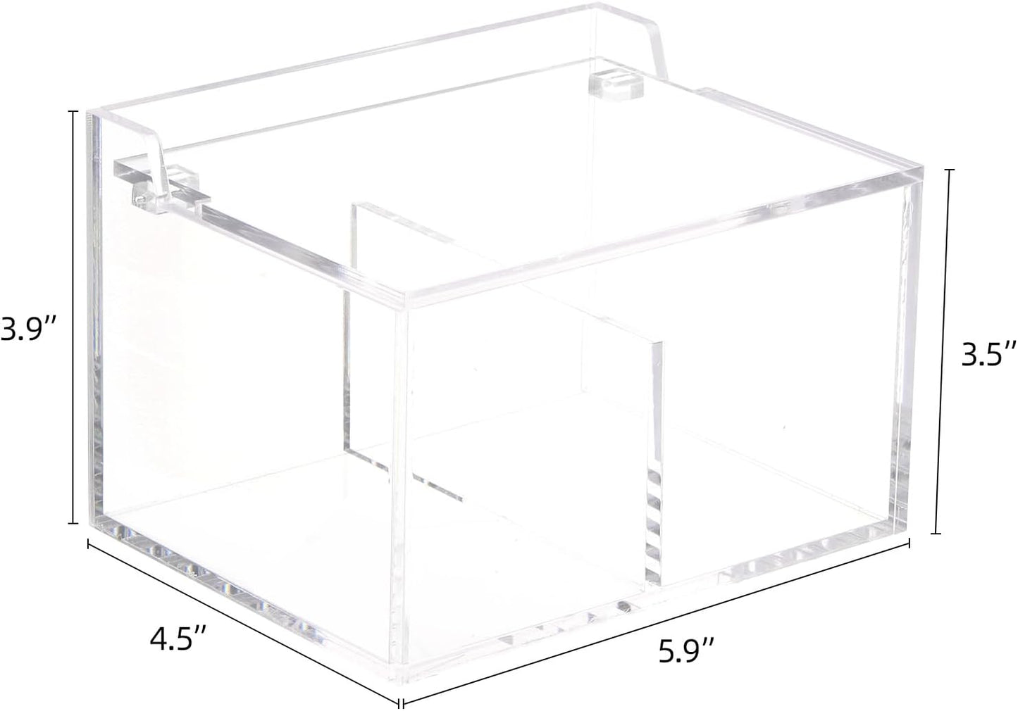 Tbestmax 2-Grid Qtip Holder, 4mm Thickness Cotton Ball Swab Organizer Acrylic Rectangle Bathroom Canister Makeup Pad Cosmetic Storage - Clear