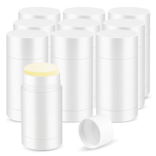 10 Pcs Empty Deodorant Containers Bottom Fill Deodorant Bottles Refillable DIY Deodorant Tubes Lip Balm Tubes (white, 75ml/2.5oz)