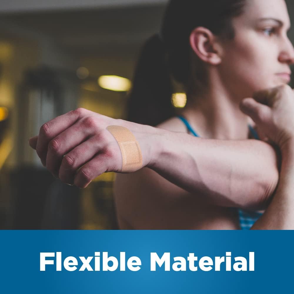 Amazon Basic Care Flexible Fabric Adhesive Bandages, First Aid and Wound Care Supplies, Assorted Sizes, 100 Count (Pack of 3)