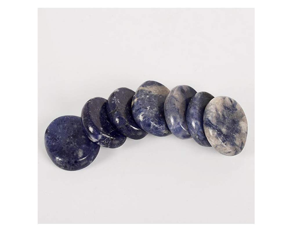 7 Pieces Natural Massage Stones Set for professional or home spa (Blue-Vein Stone)