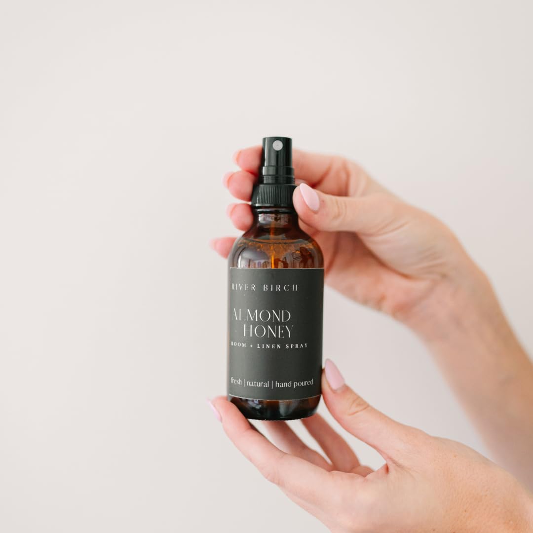 River Birch Almond Honey Scented Linen and Room Spray | Home Fragrance | 4 oz Glass Amber Bottle | Luxury Signature Scent | Handmade in Texas