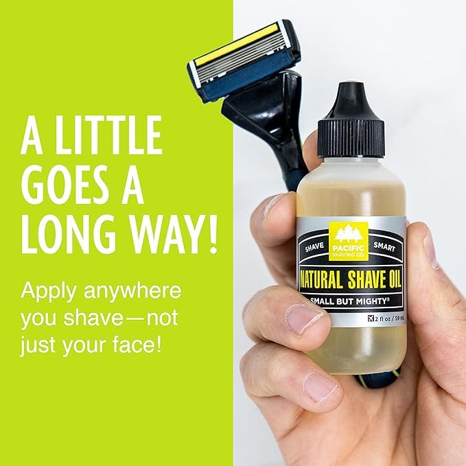 Pacific Shaving Company Natural Shaving Oil - Eliminates Cuts, Nicks, & Razor Burn, Soothes & Moisturizes Skin, Reduces Irritation, with Natural & Organic Ingredients, Made in USA, .5 oz (3-Pack)