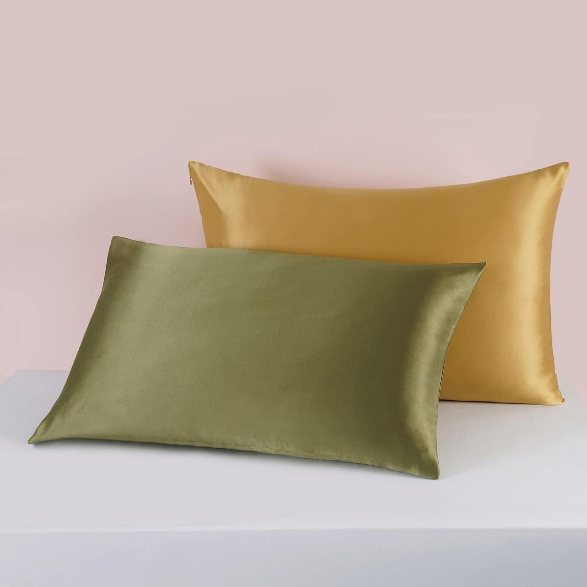 25 Momme Premium Mulberry Silk Pillowcase for Hair and Skin | Handcrafted Hypoallergenic & Anti-Acne Green Silk Pillow Cases with Zipper | Standard - 20" x 26", Jungle