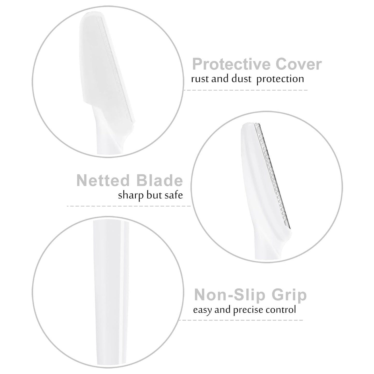 21 Pcs Eyebrow Razors, Face Razors Multipurpose, Exfoliating Dermaplaning Tools, Eyebrow Trimmers Shaver with Safety Cover, Facial Hair Removal for Women Men Body Use (White)