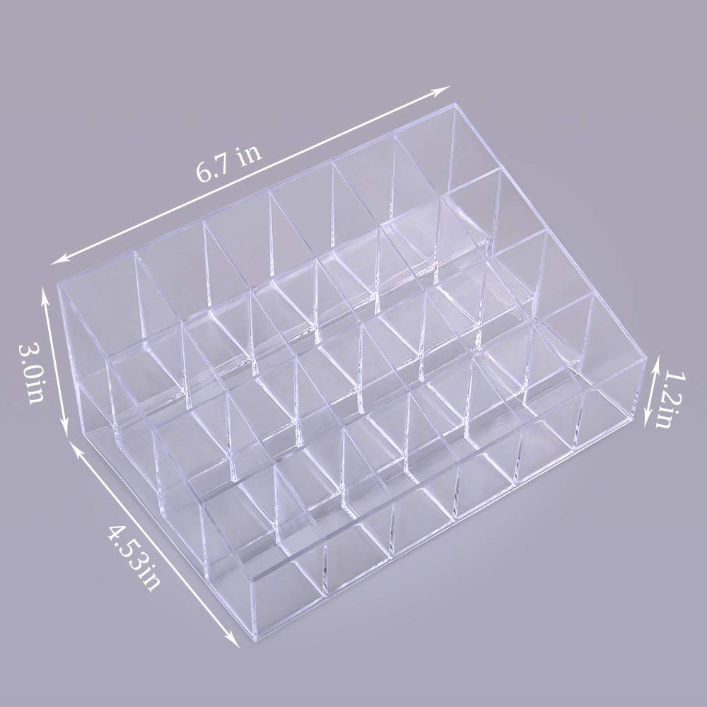 Benbilry Lipstick Holder, 24 Slots Clear Acrylic Lipstick Organizer Display Transparent Makeup Organizer(24 slots)