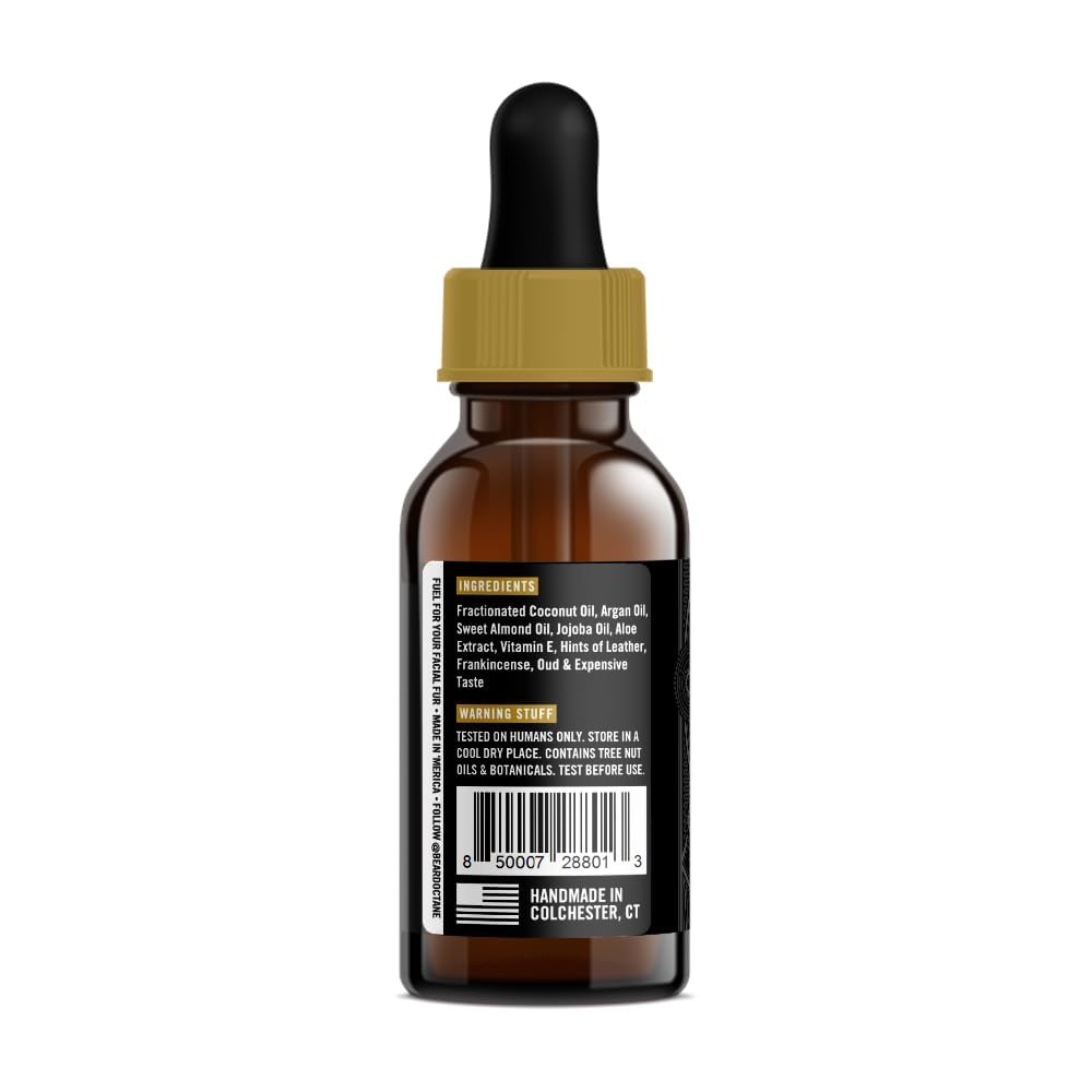 Beard Octane: Liquid Gold - Natural Beard Oil w/Argan Oil - 1 Oz - Promotes Healthy Softer Beards - Made in USA - Premium Handcrafted Beard Care