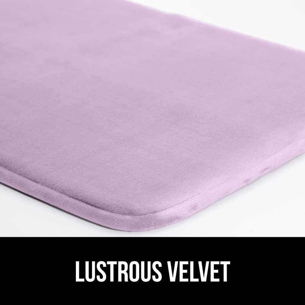 GORILLA GRIP Memory Foam Bath Mat, Soft Absorbent Velvet Bathroom Mats, Durable Dots on Underside, Machine Washable Bathmat, Carpet Rug Room Decor for Shower Tub Floor RV, 24x17 Rugs, Purple