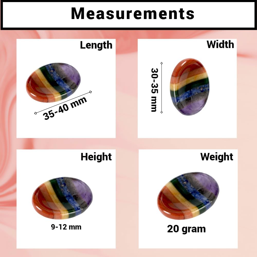 Seven Chakra Worry Stones – Crystal Thumb Worry Stone for Anguish, Stress – Relaxing and Soothing Balance Stone for Meditation, Stress Relief – Crystals and Healing Stones for Men and Women