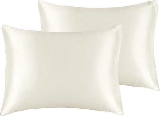 BEDELITE Satin Pillowcase for Hair and Skin, Super Soft and Cooling Similar to Silk Pillow Cases 2 Pack with Envelope Closure, Gift for Women Men(13"x18" Toddler Size, Ivory)