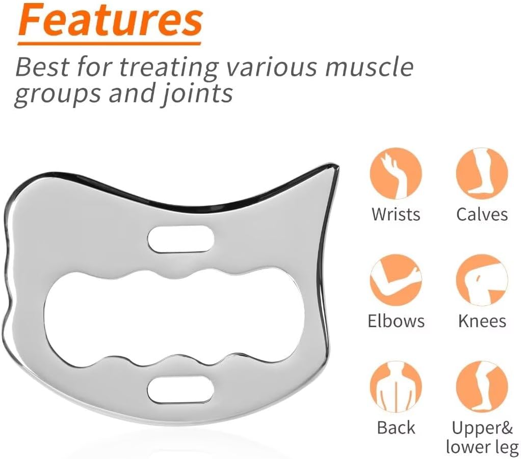 Guasha Massage Tool, Grade Stainless Steel Scraping Tool for Soft Tissue Upgrade Physical Therapy Stuff,Used for Back, Legs, Arms,Neck,Shoulder, Gua sha Tool