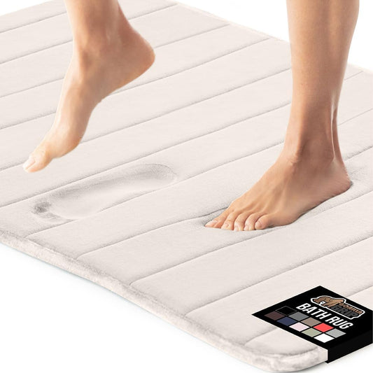 GORILLA GRIP Memory Foam Bath Mat, Soft Absorbent US Designed Bathroom Rug, Gripping Dots Machine Washable Bathmat, Cushioned Floor Mats, Shower Sink Rugs Room Décor Accessories, 30x20 Cream