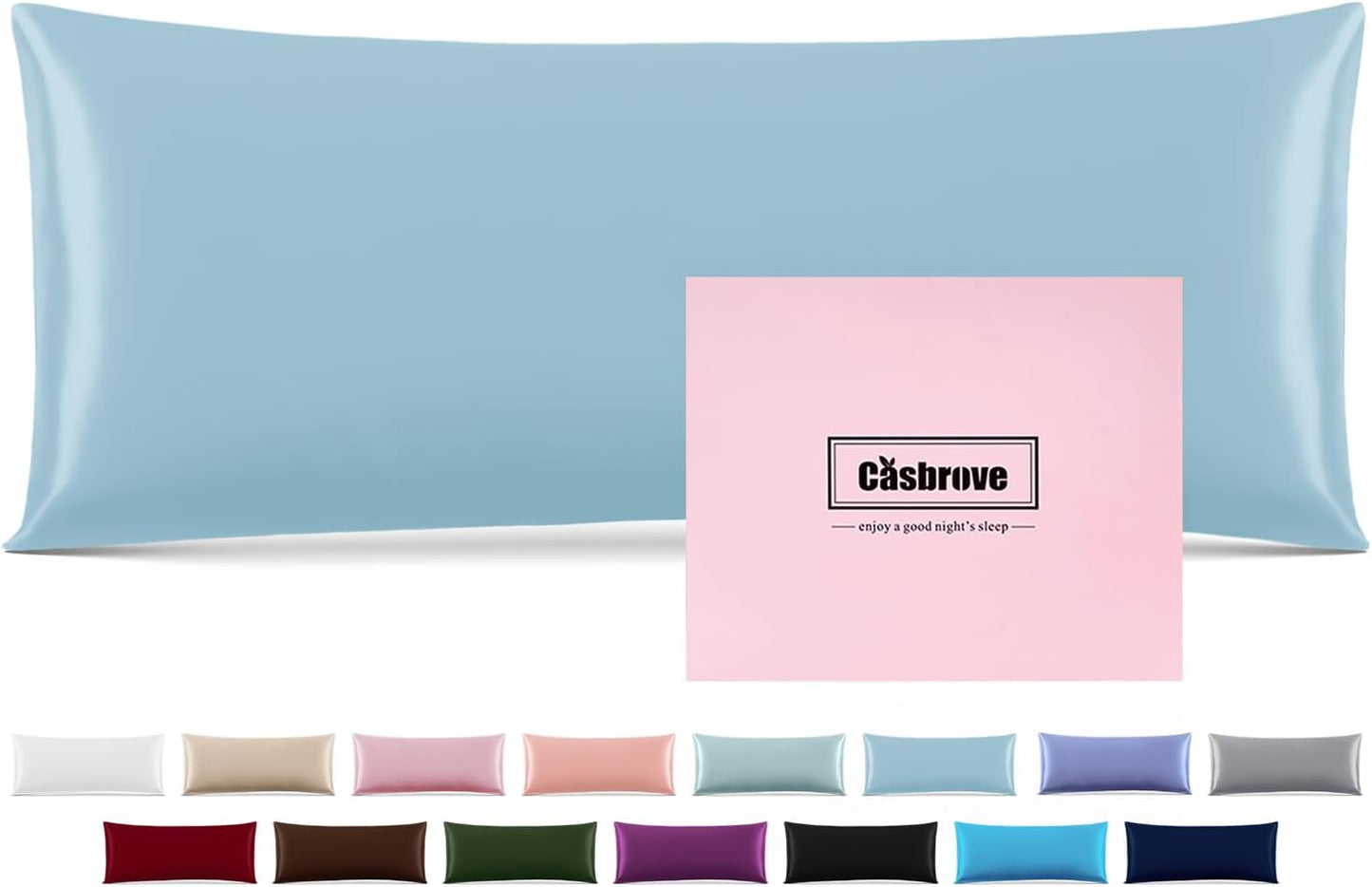 Silk Body Pillow Cover Pillow Pillowcase for Body Pillow Soft Pillow Cover Pillow Case Mulberry Silk Pillowcase for Sleep(Baby Blue,20"X 54",1pc)