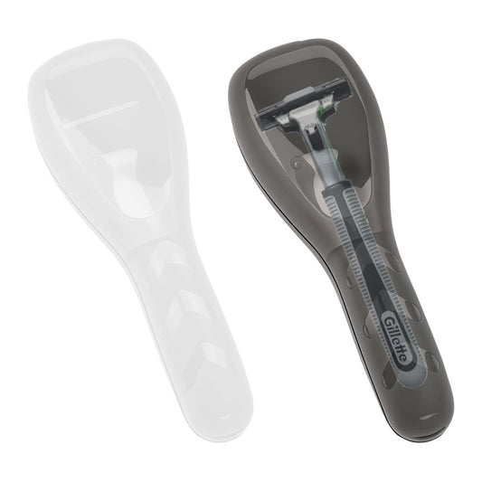 2PCS Plastic Portable Traveling Men Manual Razor Protector, Universal Portable Shaver Storage Box/Travel Razor Cover Case, Manual Razor Traveling Case Transparent