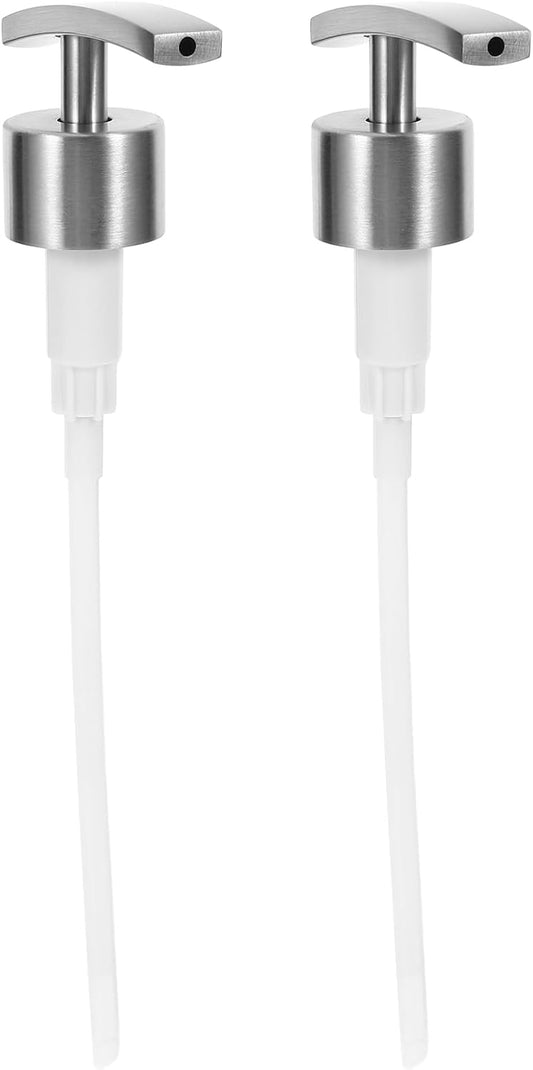 FRCOLOR 2pcs Shampoo & Soap Dispenser - Rust Proof Stainless Steel Round Bottle Pump Head