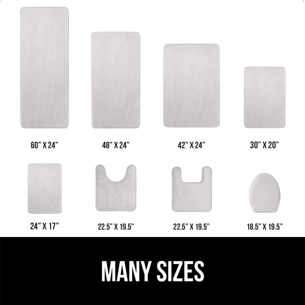 GORILLA GRIP Memory Foam Bath Rugs, Soft Absorbent Velvet Bathroom Mats, Durable Dots on Underside, Machine Washable Bathmat, Carpet Rug Room Decor for Shower Floor, 30x20 Mat, Light Gray