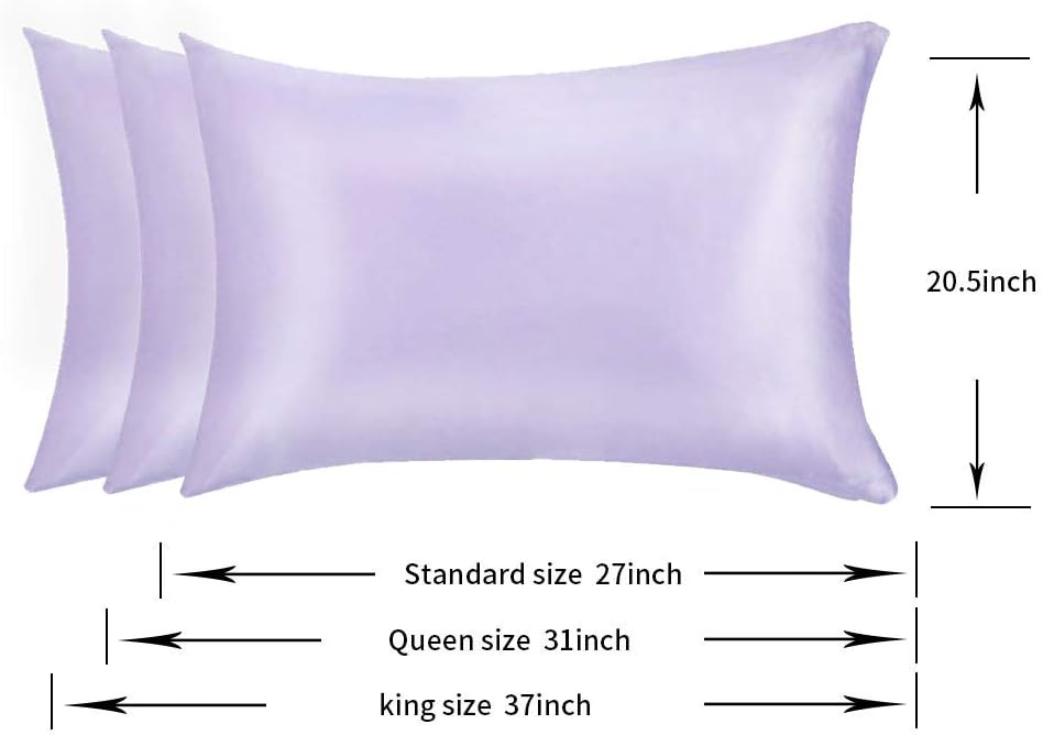 100% Mulberry Silk Pillowcases Set of 2 for Hair and Skin and Super Soft and Breathable King Size Nature Silk Pillowcases (King, Light Purple)