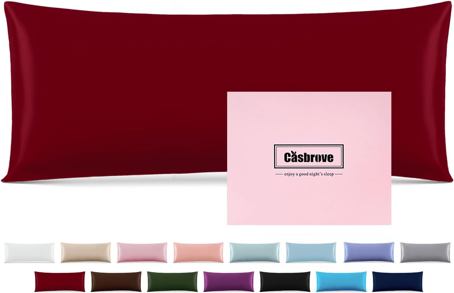 Silk Body Pillow Cover Pillow Pillowcase for Body Pillow Soft Pillow Covers Pillow Case Mulberry Silk Pillowcase for Sleep(Red,20"X 54",1pc)