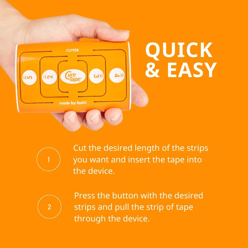CureTape® Cutter: The Ultimate Kinesiology Tape Cutting Device | Effortless, Precise, and Convenient! | Pre-Cut Medical & Kinesiology Tape On Demand | Cut 2inch Tape to Desired Lengths & Strokes