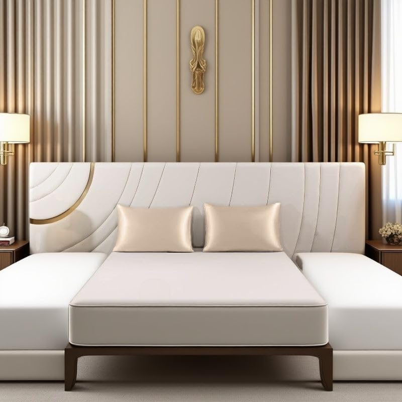 Juwenin Bedding,Super Soft and Luxury Silky Satin Pillowcase with Zipper (Silky Satin Pillow Case for Hair) Set of 2 (Camel, King(20''x36'))