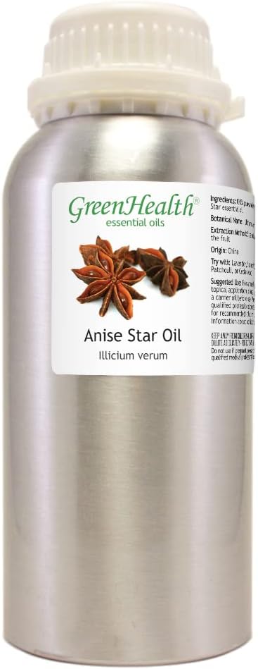 GreenHealth Anise Star Essential Oil 2 Pack – 16 fl oz Each (32 oz Total) | 100% Pure & Uncut | Aluminum Bottles for Long-Term Storage | Bulk Essential Oil for Aromatherapy, Candle Making, Diffusers