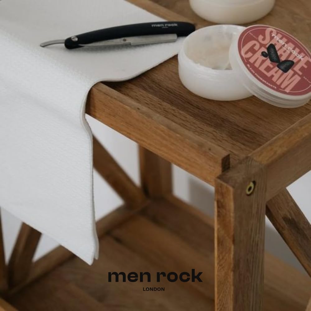 Men Rock The Cut Throat Razor - Stainless Steel Straight Razors for Men - With Replaceable Blades - Beard Shaping Tool - Beard Care for Men - 6 Pc