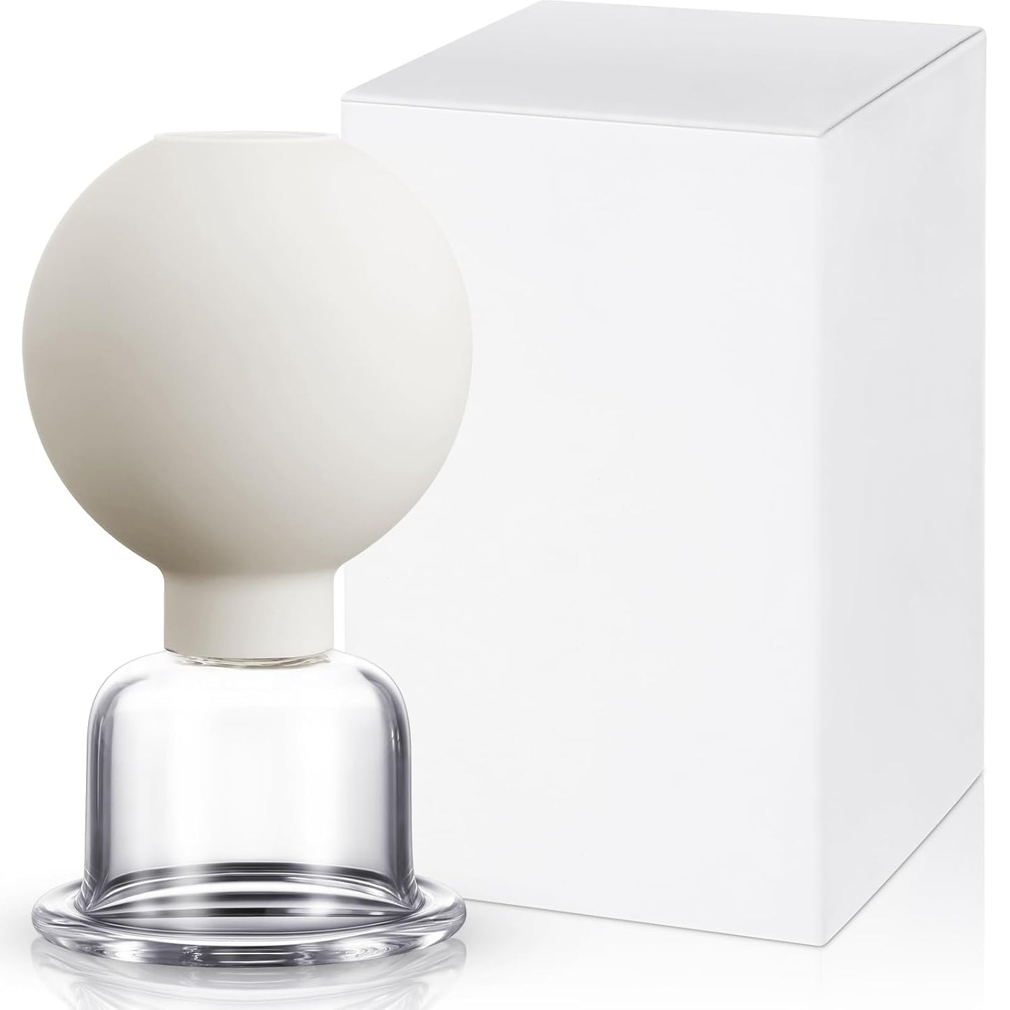 Nuanchu Facial Cupping Cup White Glass Face Cup Silicone Cupping Massage Vacuum Suction Mug for Body Face Leg Arm Back Shoulder Muscle and Joint Pain(1.5 Inch Diameter)