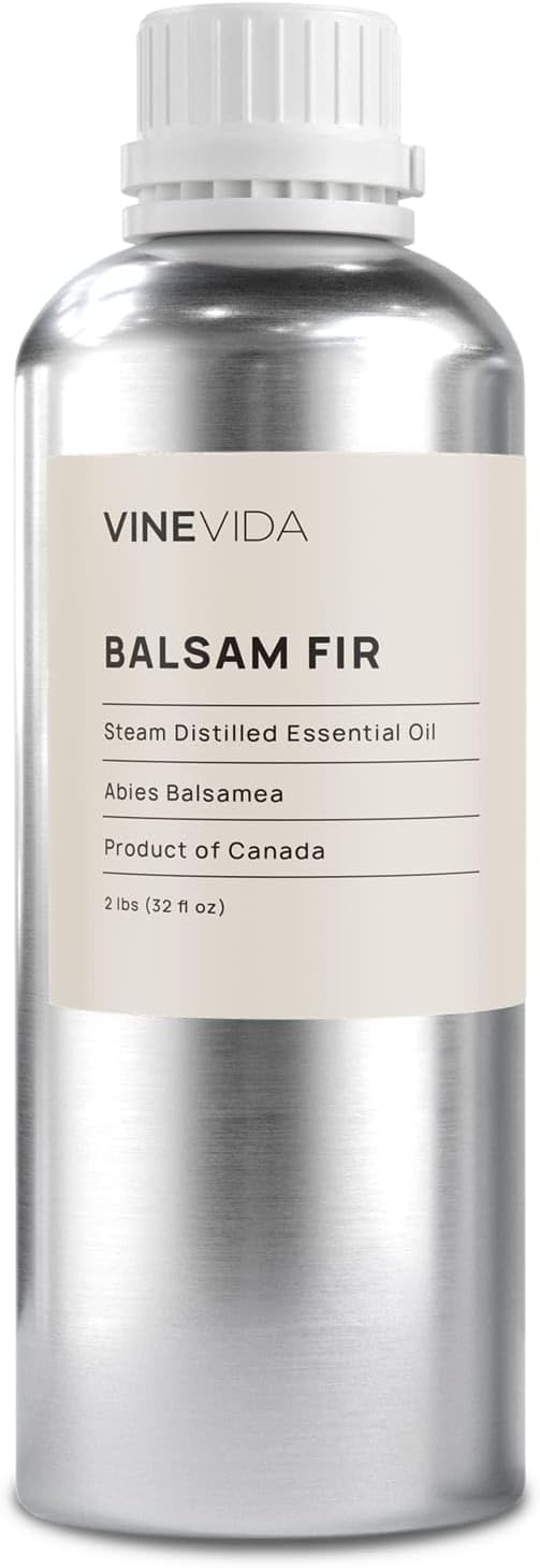 VINEVIDA Balsam Fir Essential Oil 32 oz - Undiluted Balsam Fir Oil 32 oz - Balsam Fir Candle Oil Scent - DIY Candle Scents Candlemaking - Bulk Essential Oil Soap Making Safe Skin 946.36 ml
