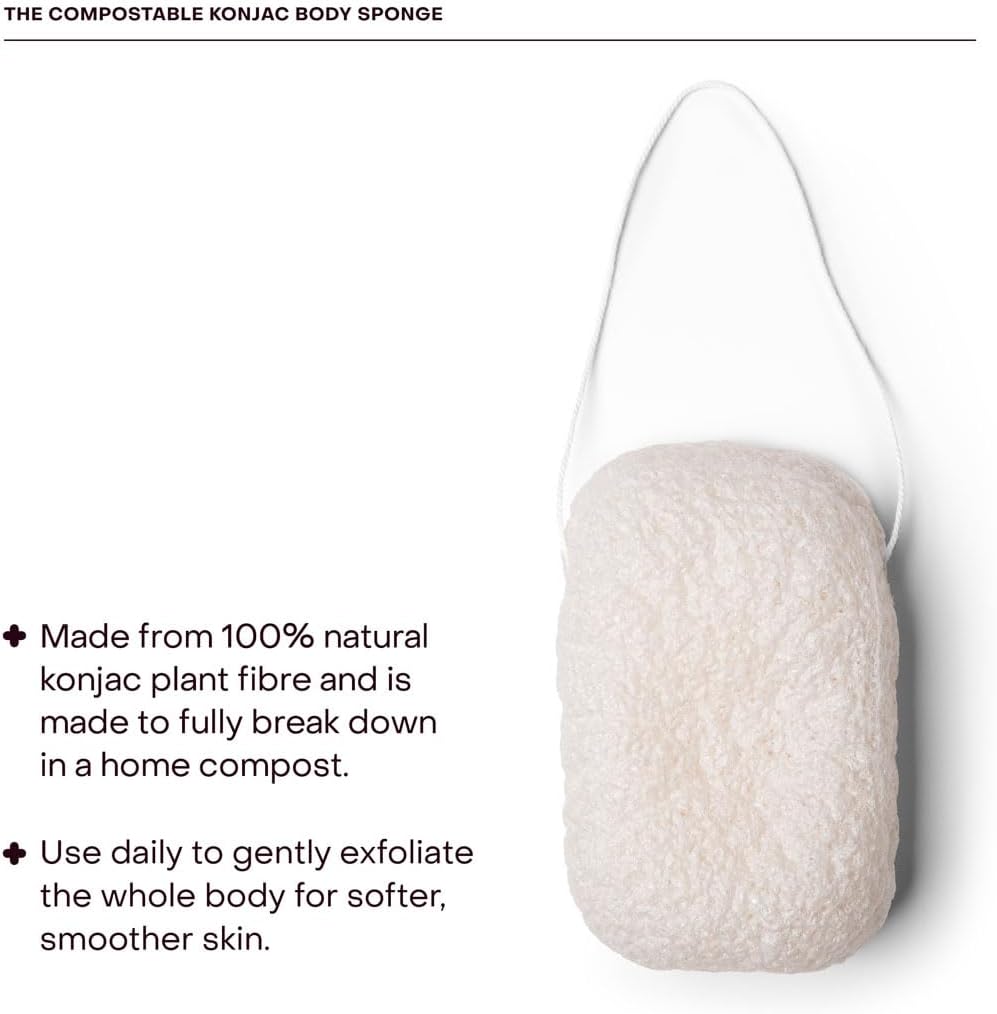 Everist The Compostable Konjac Sponge, 100% Natural Plant-Fiber Cleansing & Reusable Shower Sponge for Smoother Skin, Gentle Exfoliation, 1 Each