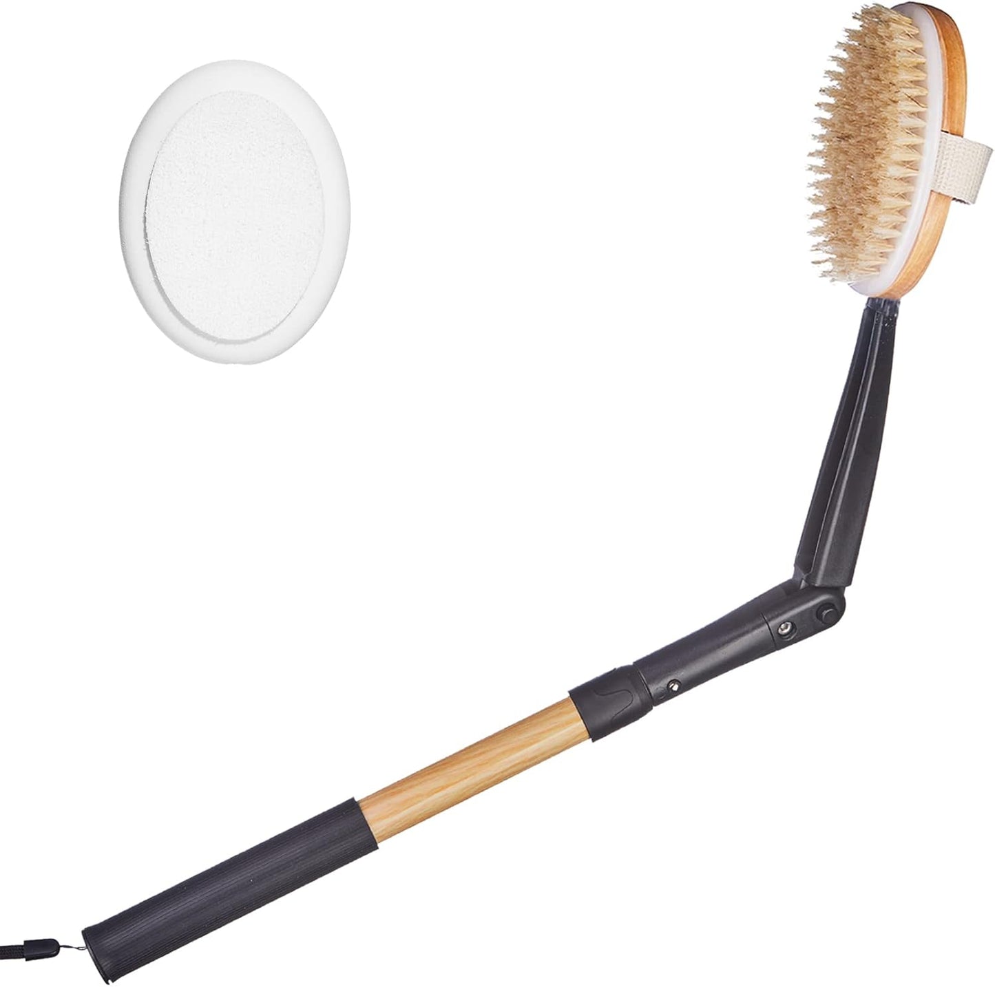 EASACE Long Handle Bath Body Brush & Lotion Applicator for Back Scrubber, Shower Brush with Soft Bristles for Wet or Dry