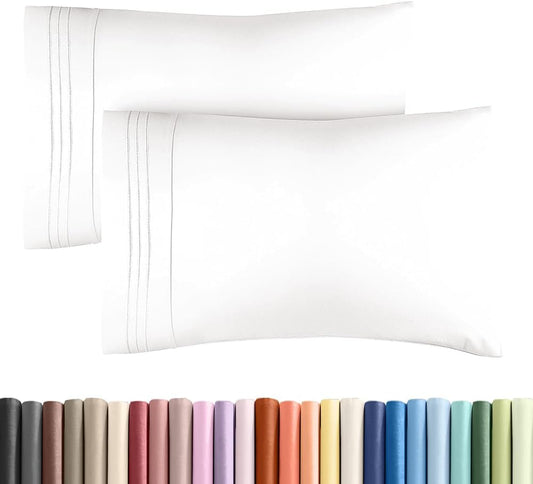 Standard Pillow Cases Set of 2 - Soft Hotel Quality Pillowcase Covers - Comfy & Wrinkle Free - Stain & Fade Resistant - Machine Washable Pillow Protectors - 2 Piece Set - Standard Size Antique White