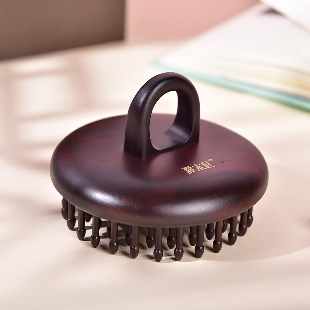 TAN MUJIANG Massage Hair Comb Hair Brush Round Shape (Black Rosewood 1)