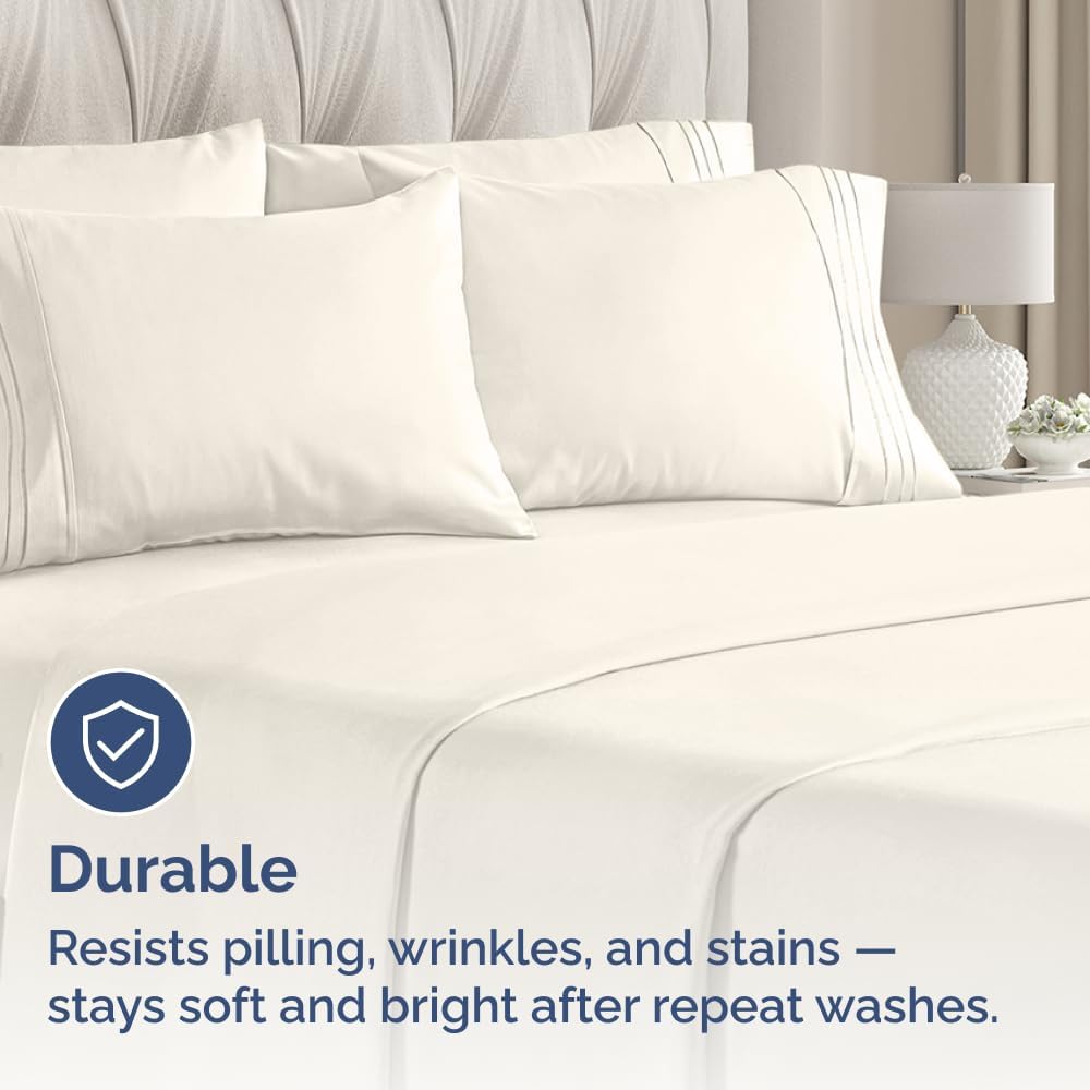 Queen Pillow Cases Set of 6 - Ultra Soft Hotel Quality Pillowcase Covers - Comfy, Cozy & Wrinkle Free - Shrink, Stain and Fade Resistant - Machine Washable Pillow Protectors - 6 Piece Set - Off White