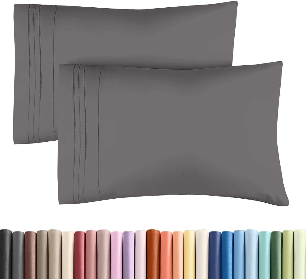Standard Pillow Cases Set of 2 - Ultra-Soft Hotel Quality Pillowcase Covers - Comfy & Wrinkle Free - Stain & Fade Resistant - Machine Washable Pillow Protectors - 2 Piece Set - Standard Size Dark Grey
