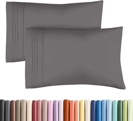 Standard Pillow Cases Set of 2 - Ultra-Soft Hotel Quality Pillowcase Covers - Comfy & Wrinkle Free - Stain & Fade Resistant - Machine Washable Pillow Protectors - 2 Piece Set - Standard Size Dark Grey