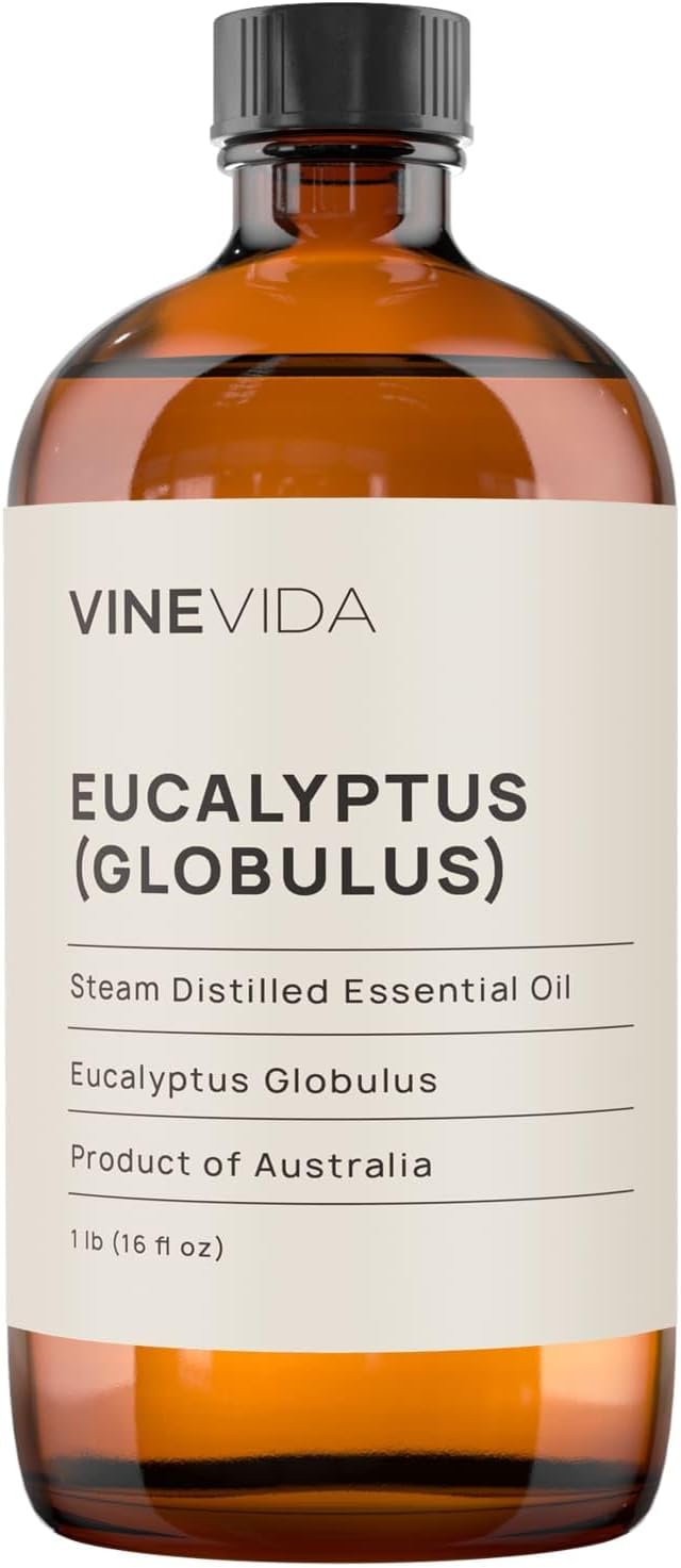 VINEVIDA Eucalyptus Essential Oil 16 oz - Undiluted Eucalyptus Oil - DIY Candle Scents for Candlemaking - Bulk Essential Oil for Soap Making Safe for Skin