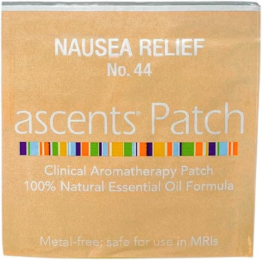 Nausea Relief No. 44 Patches | Essential Oil Blend Natural Aromatherapy Stickers | Non-Metallic Safe for MRI, Peel and Stick Anti-Nausea Aroma Patch for Motion Sickness or Vomiting,10 Patches