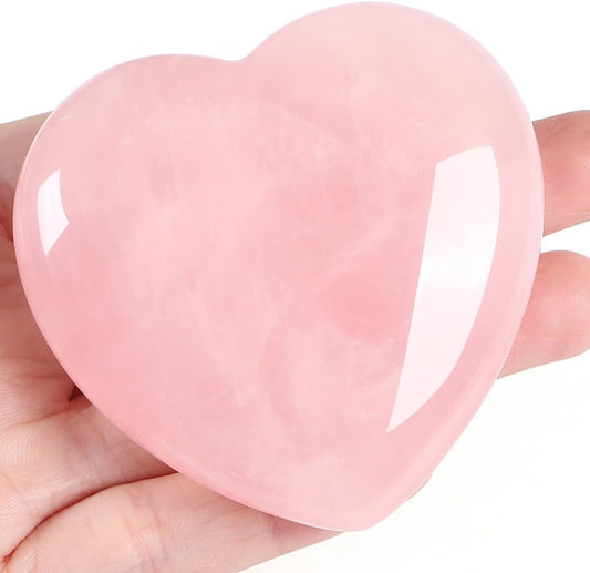 MAIBAOTA 60 mm Rose Quartz Crystals Heart Stone Valentines Gifts for Her Women Crystal Gifts for Women Natural Reiki Gemstone Polished Heart Shaped Rocks Meditation