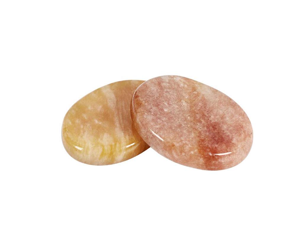 7 Pieces Natural Massage Stones Set for Professional or Home Spa, Smooth and Natural Massage Stones (Yellow Jade)